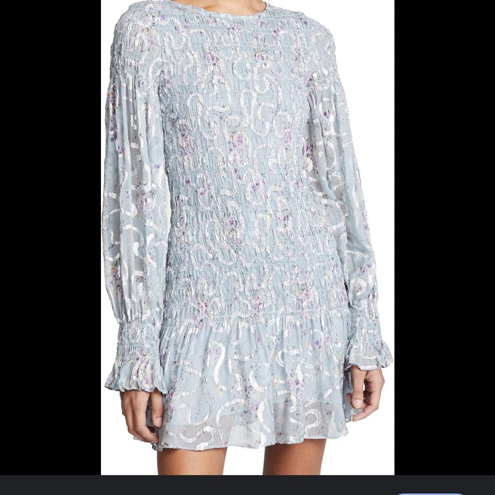 LoveShackFancy Light Blue Mini Dress